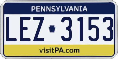 PA license plate LEZ3153
