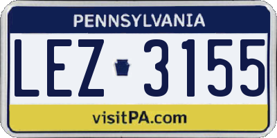 PA license plate LEZ3155