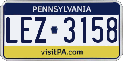 PA license plate LEZ3158