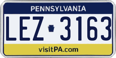PA license plate LEZ3163