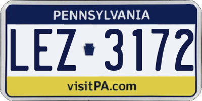 PA license plate LEZ3172