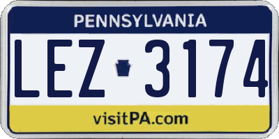 PA license plate LEZ3174