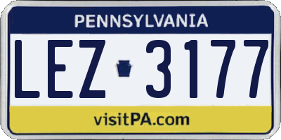 PA license plate LEZ3177