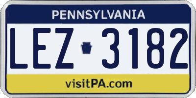 PA license plate LEZ3182