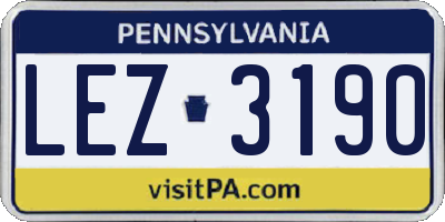 PA license plate LEZ3190