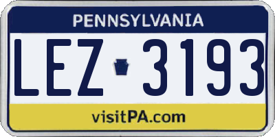 PA license plate LEZ3193