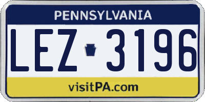PA license plate LEZ3196