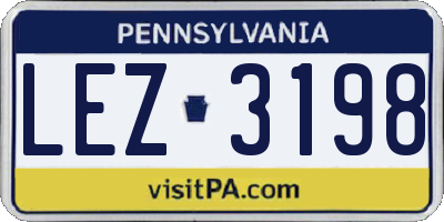 PA license plate LEZ3198