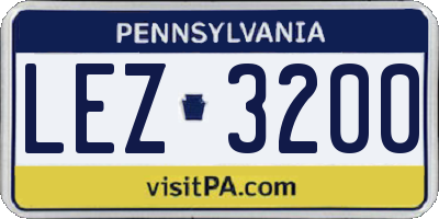 PA license plate LEZ3200