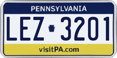 PA license plate LEZ3201
