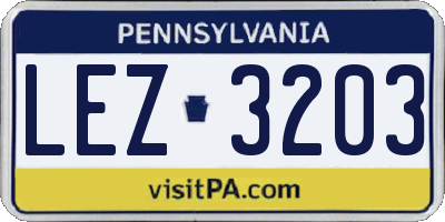 PA license plate LEZ3203
