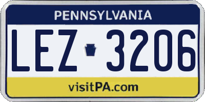 PA license plate LEZ3206