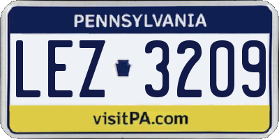 PA license plate LEZ3209