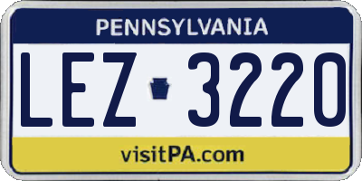 PA license plate LEZ3220
