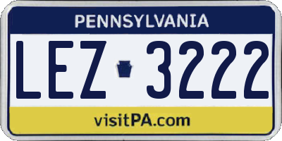 PA license plate LEZ3222