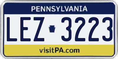 PA license plate LEZ3223