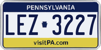 PA license plate LEZ3227