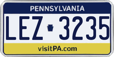 PA license plate LEZ3235