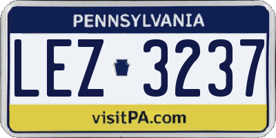 PA license plate LEZ3237