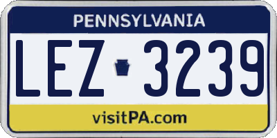 PA license plate LEZ3239