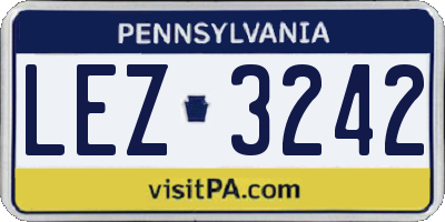 PA license plate LEZ3242