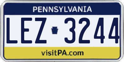 PA license plate LEZ3244