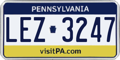 PA license plate LEZ3247