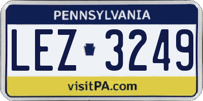PA license plate LEZ3249