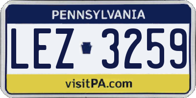 PA license plate LEZ3259