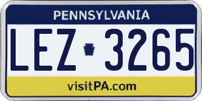 PA license plate LEZ3265