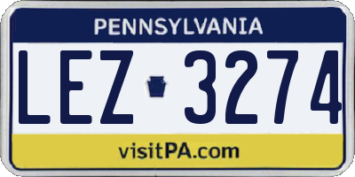 PA license plate LEZ3274