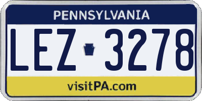 PA license plate LEZ3278