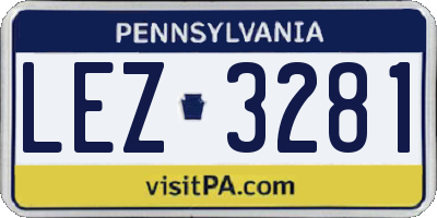 PA license plate LEZ3281