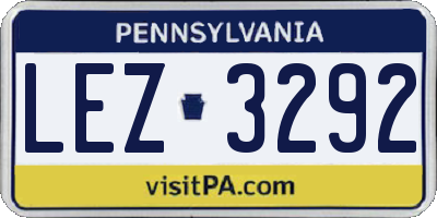 PA license plate LEZ3292