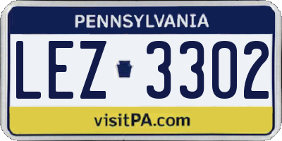 PA license plate LEZ3302