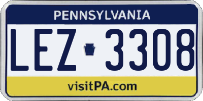 PA license plate LEZ3308
