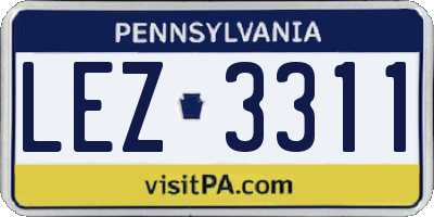 PA license plate LEZ3311
