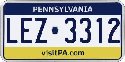 PA license plate LEZ3312