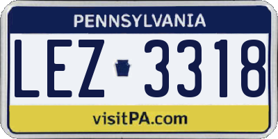PA license plate LEZ3318