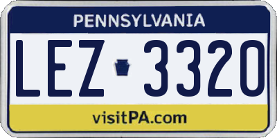 PA license plate LEZ3320
