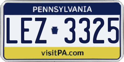 PA license plate LEZ3325