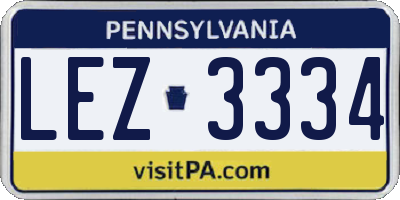 PA license plate LEZ3334