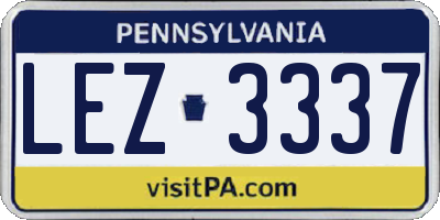 PA license plate LEZ3337