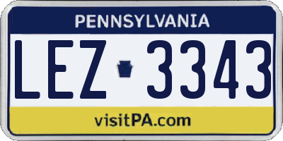 PA license plate LEZ3343