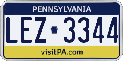 PA license plate LEZ3344