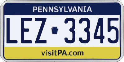 PA license plate LEZ3345