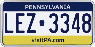 PA license plate LEZ3348