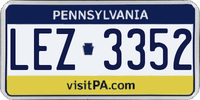 PA license plate LEZ3352