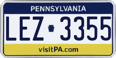 PA license plate LEZ3355