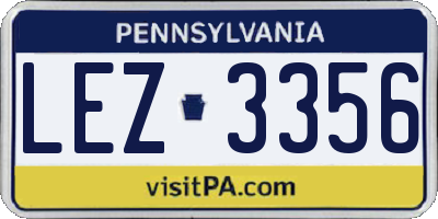 PA license plate LEZ3356